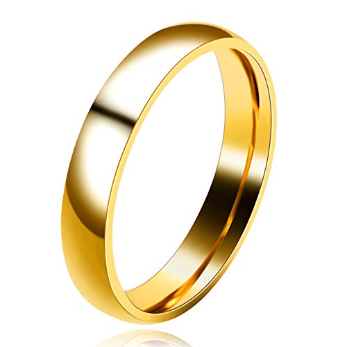 Uloveido 3mm 4mm Gold Stainless Comfort Fit Plain Bands, Matching Wedding Engagement Bands Rings for Women Men Y6434