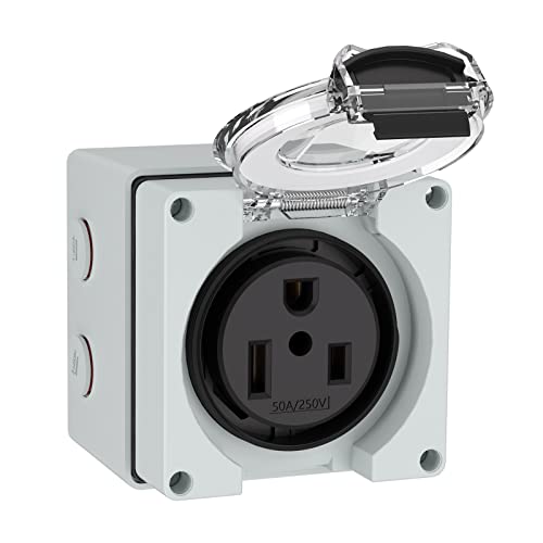 Muelnmey 50Amp Power Outlet Box,250Volt NEMA 650R Receptacle Outdoor