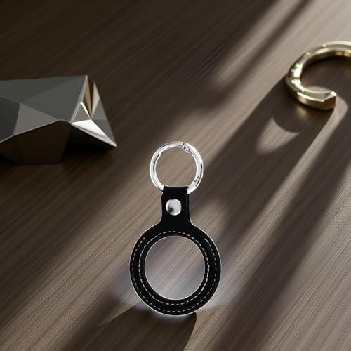 Portamoneda de cuero negro para monedas con llavero miniatura 3