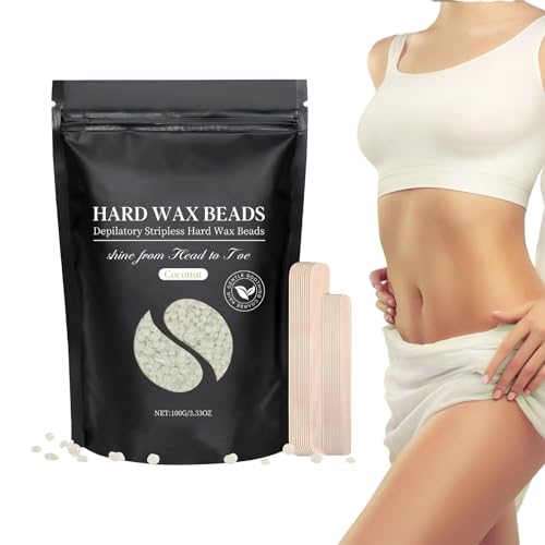 Perlas De Cera Dura Crema,Kit De Cera Dura | 100g Frijoles Naturales Depilación Con Palitos De Madera Unisex Para Zona Bikini Cara Axilas Vello Facial