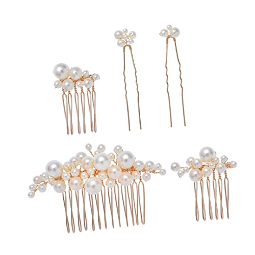 FRCOLOR 1セットパールヘアコーム 結婚式用 ヘッドドレス 新郎新婦 になエ