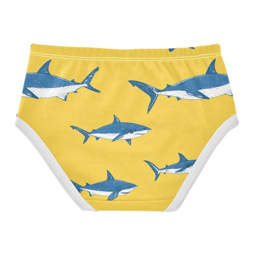 Sharks Swimming Girls' Underwear Cotton Yellow Girls Briefs Soft Toddler Underwear 2T2