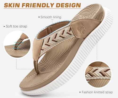 Image of KuaiLu Womens Orthotic Flip Flops with Arch Support Cushion Recovery Sandal | Slip On Yoga Mat Walking Plantar Fasciitis Thong Sandles,Comfortable Summer Ladies Trendy Beach Pool Outdoor Sandalias