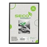 Seco A4-Holz-Urkundenrahmen mit Perspex-Sicherheitsglas - schwarz