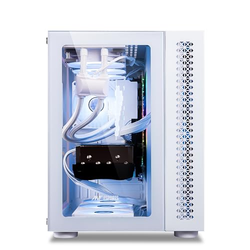 Image of Ant Esports Crystal Mini-Tower Computer Case /Gaming Cabinet - White | Support E-ATX, ATX, Micro-ATX, Mini-ITX | Pre-Installed 3 Side Fans and 1 Rear Fan