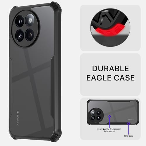 Image of Pikkme Back Cover | Crystal Clear Transparent Back | Ultra Hyrbid | Full Camera Protection | Raised Edge | Bumper Back Case for Xiaomi Civi 4 Pro 5G / Xiaomi 14 Civi 5G (Black)