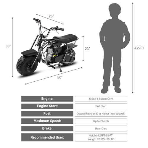 Oryxearth US4-2624180GN 105Cc 4-Stroke Mini Bike, Gas Powered Mini Dirt Bikes For Kids & Adults thumb #3