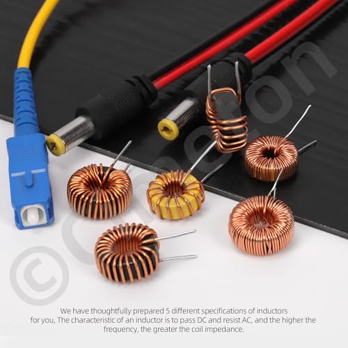 Cimeton Toroid Magnetkerninduktor Kupferdraht Wicklung Sortiment Kit für Transformatoren DIY-Schaltung Board (Black)