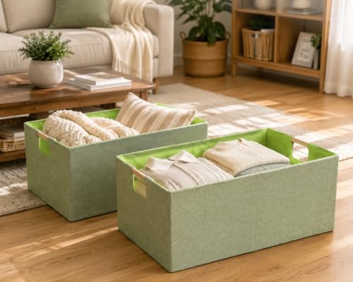 Image of Storage Bin for Shelves Rectangle Closet Baskets Foldable Box with Handles, Gray Storage Bins, Storage Boxes for Home Office Car Dormroom