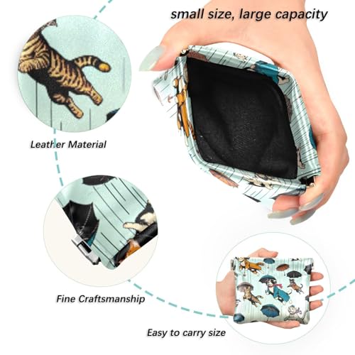 Cats and Dogs Coin Purse Leather Pouch Change Purse, Squeeze Coin Pouch for Cards, Keys & Lipsticks, Unisex2