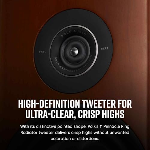 Image of Polk Audio Reserve R200 Large Bookshelf Speaker for Dynamic, Detailed Home Theater Audio, 1 inch Pinnacle Ring Tweeter & 6.5 inch Turbine Cone Woofer, Dolby Atmos & IMAX Enhanced, Wall Mountable, Black