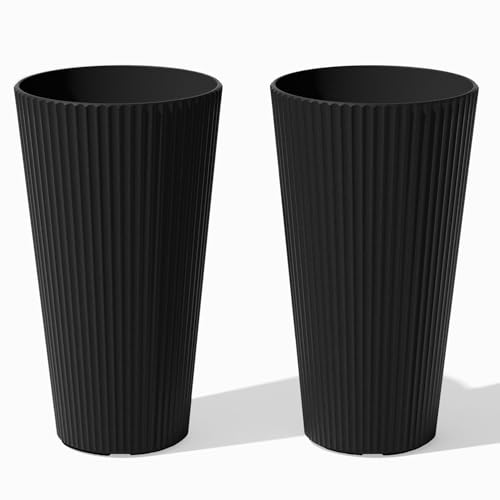 Image of Veradek Demi Series Tall Planter - Tall Tapered Outdoor Planter with Shelf