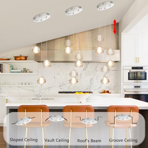 Image of Modern Chandelier Crystal Pendant Light for Kitchen Island Dining Room Bedroom Hallway Silver