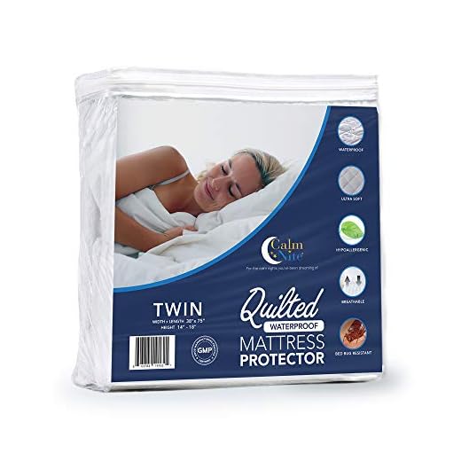 CALM NITE Twin Size Quilted Mattress Protector Ultra-Soft, Waterproof & Breathable Bed Cover | Moisture-Wicking Polyester Fabric | Sweat & Moisture Resistant (39 x 75)