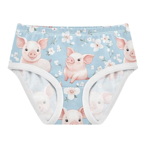 Wusikd Cartoon Pig Flowers Girls' Underwear Cotton Watercolor Girls Briefs Soft Toddler Underwear 2T