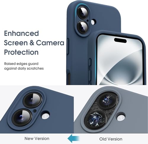 Image of mobistyle Designed for iPhone 16 Plus Soft Liquid Silicone Slim Protective with Microfiber Lining Phone Back Cover Case for iPhone 16 Plus (Blue)