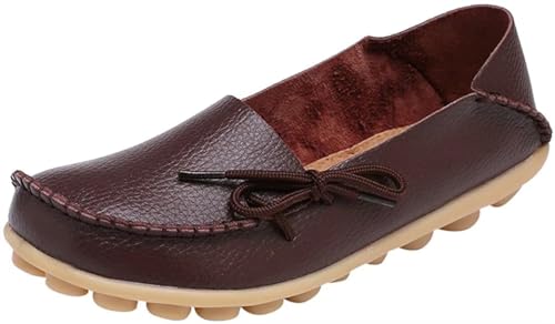 Image of Women's Leather Slipper Loafers Flat Shoes Slip-Ons
