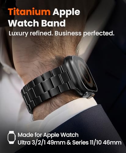 Image of Titanium Watch Band for Apple Watch Ultra 3 /2 /1 49mm & Series 11 /10 46mm, Grade 5 Titanium Apple Watch Band with Anti-Scratch DLC Coating, 22mm Premium Business Metal Strap for Men - CRNS03