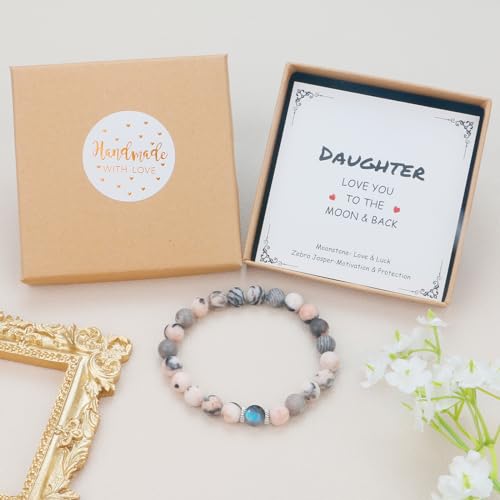 SERENEY-Daughter-Gifts-from-Mom-Dad-Daughter-Bracelet-as-Christmas-Gifts-for-Daughter-Pink-Beaded-Bracelets-as-Daughter-Birthday-Gifts-Daughter-Jewelry-as-Stocking-Stuffers-for-Teens-Girls-Adult