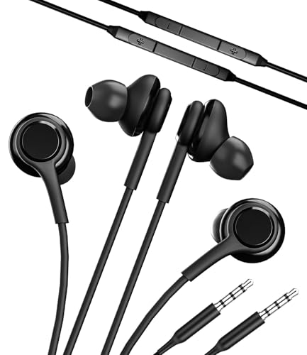 zoyuzan Lot de 2 écouteurs intra-auriculaires filaires avec microphone, câble de 1,2 m, compatible avec Samsung Galaxy S6 Edge+, S7 Active S10+, iPhones,...