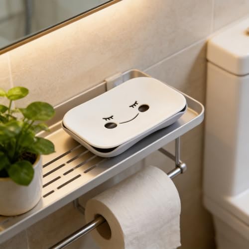 3 Stück Lachende Gesicht Seifenschale – Seifenschale mit Ablauf Soap Holder Aussparung Abtropfung, Entnehmbar Seifenablage für Reise Badezimmer Camping