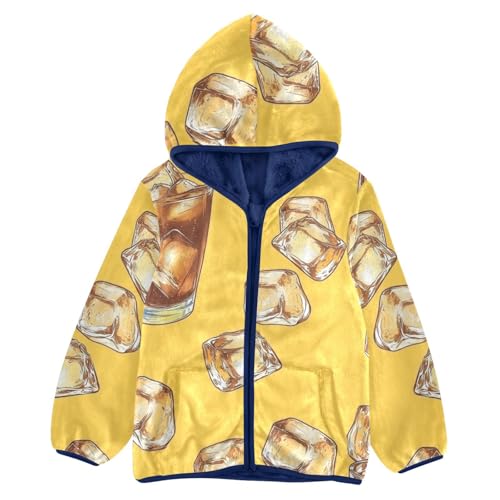 Iced Coffee with Ice Cubes Girls Fleece Jacket Girls Fall Jacket Girls Zip Up Hoodie Girls Sherpa Jacket 2-10T