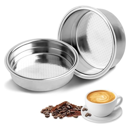2 Pezzi 51mm Filtri da Caffè in Acciaio Inossidabile, Filtro Macchina Caffè, Filtri Pressurizzati per Caffettiere Pressurizzate Compatibile con Macchine da Caffè Cecotec, UFESA e Breville