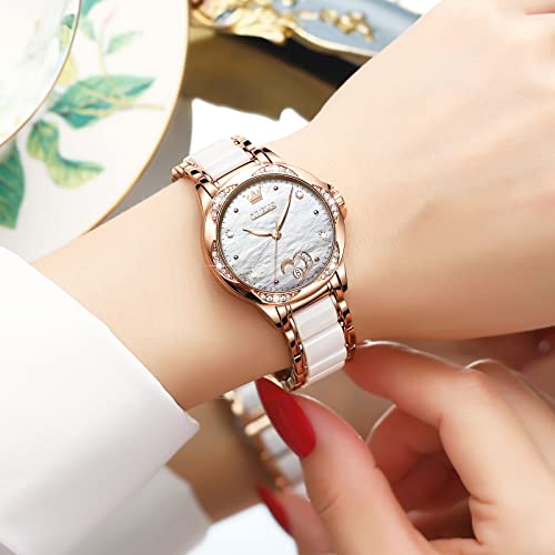 Image of OLEVS Watch Women Silver Stainless Steel Dress Analog Luminous Watch