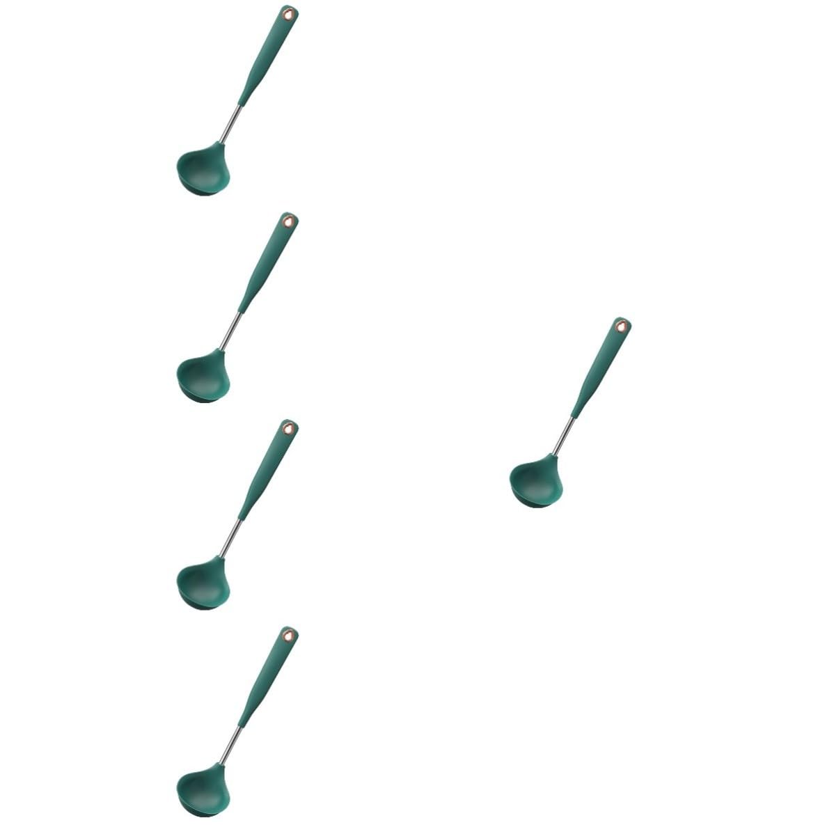 TOPBATHY 5 Piezas Cucharón Sopero de Silicona Mango Largo de Acero
