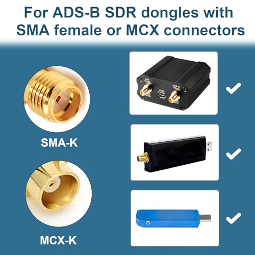 Image of ADS-B Antenna for Flightaware 1090 MHz & 978 MHz Dual-Band with 16ft SMA Cable MCX Adapter High Gain 7dBi Long Range Outdoor& Indoor Set for ADSB Receiver UAT RTL SDR