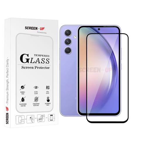 Image of ScreenUp Tempered Glass For Samsung Galaxy A54 - Ultra Clear, 9H Scratch Resistant, Full Coverage, Easy Install Screen Protector