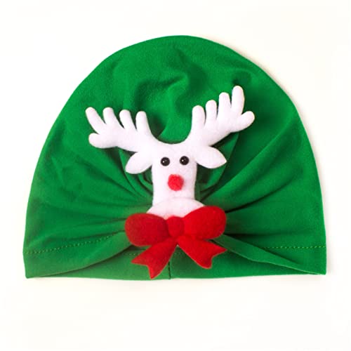 Christmas Hat Toddler Infant Baby Boys Girls Santa Deer Cap Beaniess Knotted Elastics Girls Hat and (Green, One Size)2