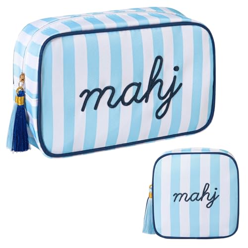 Set de 2 bolsas para fichas y dados de Mahjong azul
