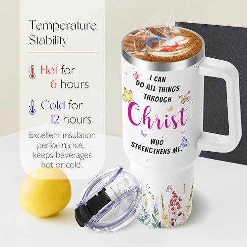 Christian Gifts for Women Faith - Inspirational Religious Birthday Gift for Women - Catholic Spiritual & Confirmation Bible Verses Gifts for Mom Daughter Sister Friends - 40Oz Christian Tumbler4