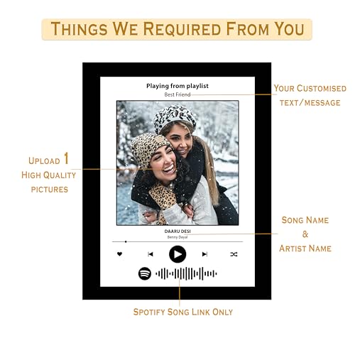 Image of Customized Photo and Song Spotify Frame, Personalized Frame with scannable code | Birthday for Brother, Rakhi Gift, Friends, Husband, Wife, Customized Gift New