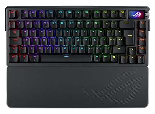 ASUS ROG AZOTH EXTREME 75 CUSTOM OYUN KLAVYESİ, ALÜMİNYUM VE KARBON FİBER ŞASE, AYARLANABİLİR CONTA MONTAJI, ÜÇ KATMANLI SES AZALTICI, RENKLİ OLED DOKUNMATİK EKRAN, ROG NX SNOW ANAHTARLAR