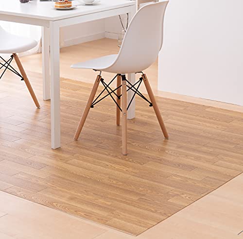 萩原 クッションフロア ダイニングラグ (約182×180cm,木目ナチュラル) 水拭きできる 防炎 抗菌 防カビ 滑り止め付き カットOK