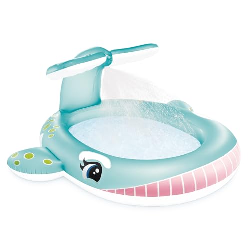 Image of Intex 57440EP Inflatable Whale Spray Kiddie Pool for Kids 2+, 79 inch x 77 inch x 36 inch - Small Blow-Up Splash Pool & Sprinkler, Backyard Toddler Play Center