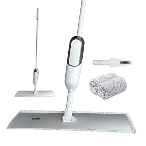 Spray Mop for Floor Cleaning, BOOMJOY Dust Mop with 24 Extra Large Head, Hardwood Floor Mop for Wet and Dry, Home and Office, 2 Mop Pads, 1 Scraper