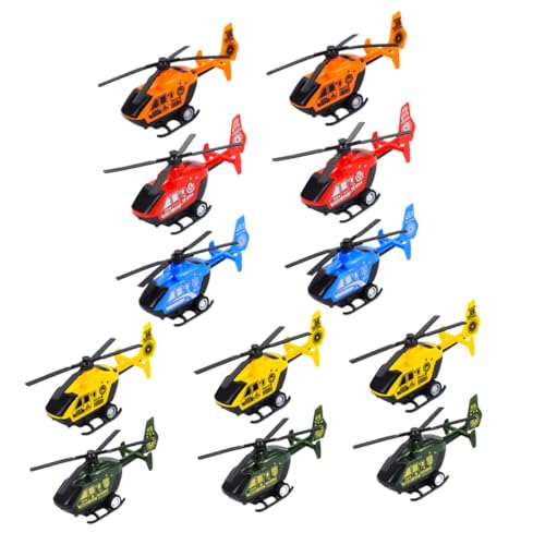 HOODANCOS 12個 力式プルバックヘリコプター 向けミニ飛行機おもちゃ 耐久 なシミュレーション飛行模型 想像力と空間認識を養 ランダムカラー