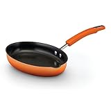 Rachael Ray Porcelain Enamel II Nonstick 11-1/2-inch Oval Skillet with Pour Spout, Orange Gradient
