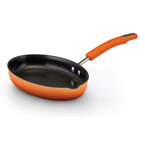 Rachael Ray Classic Brights Hard Enamel Nonstick 11.5-Inch Oval Skillet with Pour Spout, Orange Gradient