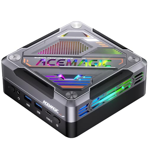 ACEMAGIC RGB Mini PC Gamer, AMD Ryzen 7 7840HS (jusqu'à 5,1 GHz), AMD Radeon 780M, 32 Go DDR5 1 to NVME SSD Mini Ordinateur avec WiFi6 | 2,5G LAN | 8K