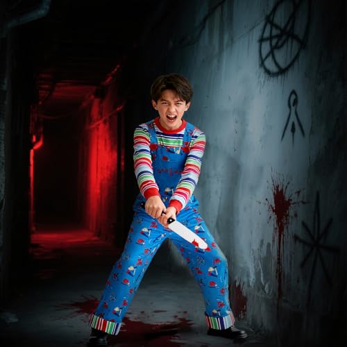 Disfraz completo Creepy Doll para niños M/130 azul miniatura 3