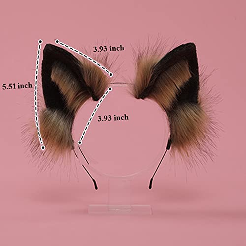 Image of VIGVAN Handmade Wolf Fox Ears Animal Cosplay Cute Head Accessories for Halloween
