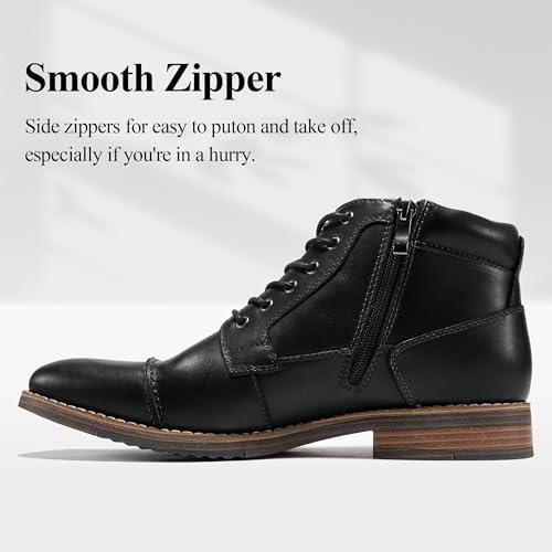 Image of Arkbird Men's Dress Boots Genuine Leather Cap Toe Ankle Boot with Side Zipper for Casual Business Formal Wear