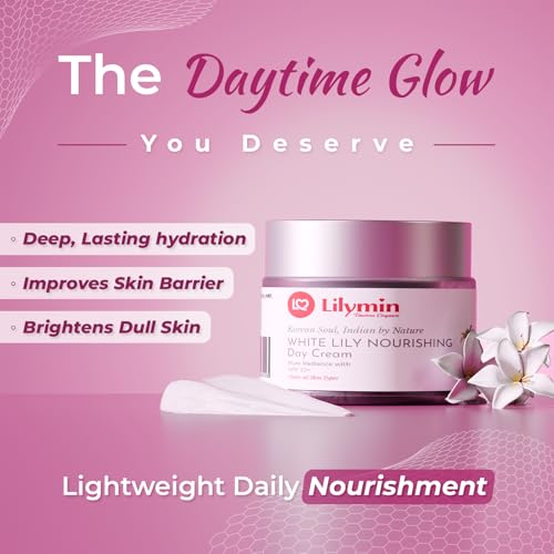 Image of White Lily Nourishing Day Cream 50Gm - With Hyaluronic Acid, Niacinamide & Ginseng, Lightweight Day Moisturizer for Glowing Skin, Clean - Natural & Organic Hydrating, Brightening, Revitalizing