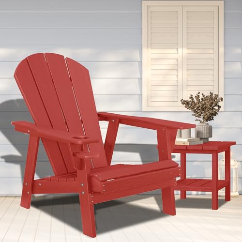 Image of Adirondack Chairs, HDPE All Weather Adirondack Chair, Fire Pit Chairs (Red)