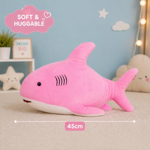 Image of Goldenhub Plush Pink Shark Soft Toy, 45 cm for Kids