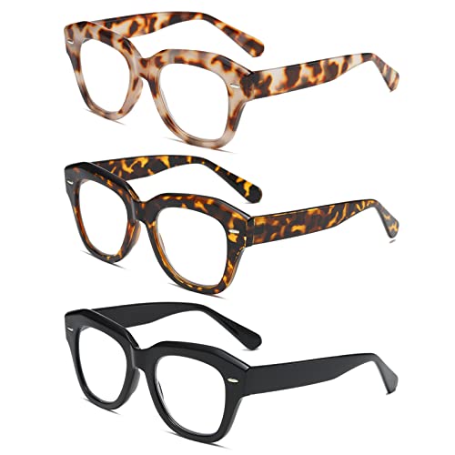 Hubeye Gafas anti luz azul de montura grande para mujer y hombre bisagra de resorte Anteojos retro de gran tamaño con funda de tela Cover